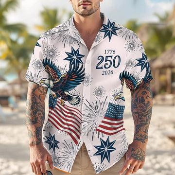 250th 1776 2026 Hawaiian Shirt Patriotic America Anniversary Clothing Gift For Him