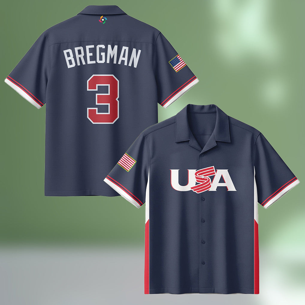 Alex Bregman 3 Hawaiian Shirt USA 2026 World Baseball Classic Clothes Gift For Mom