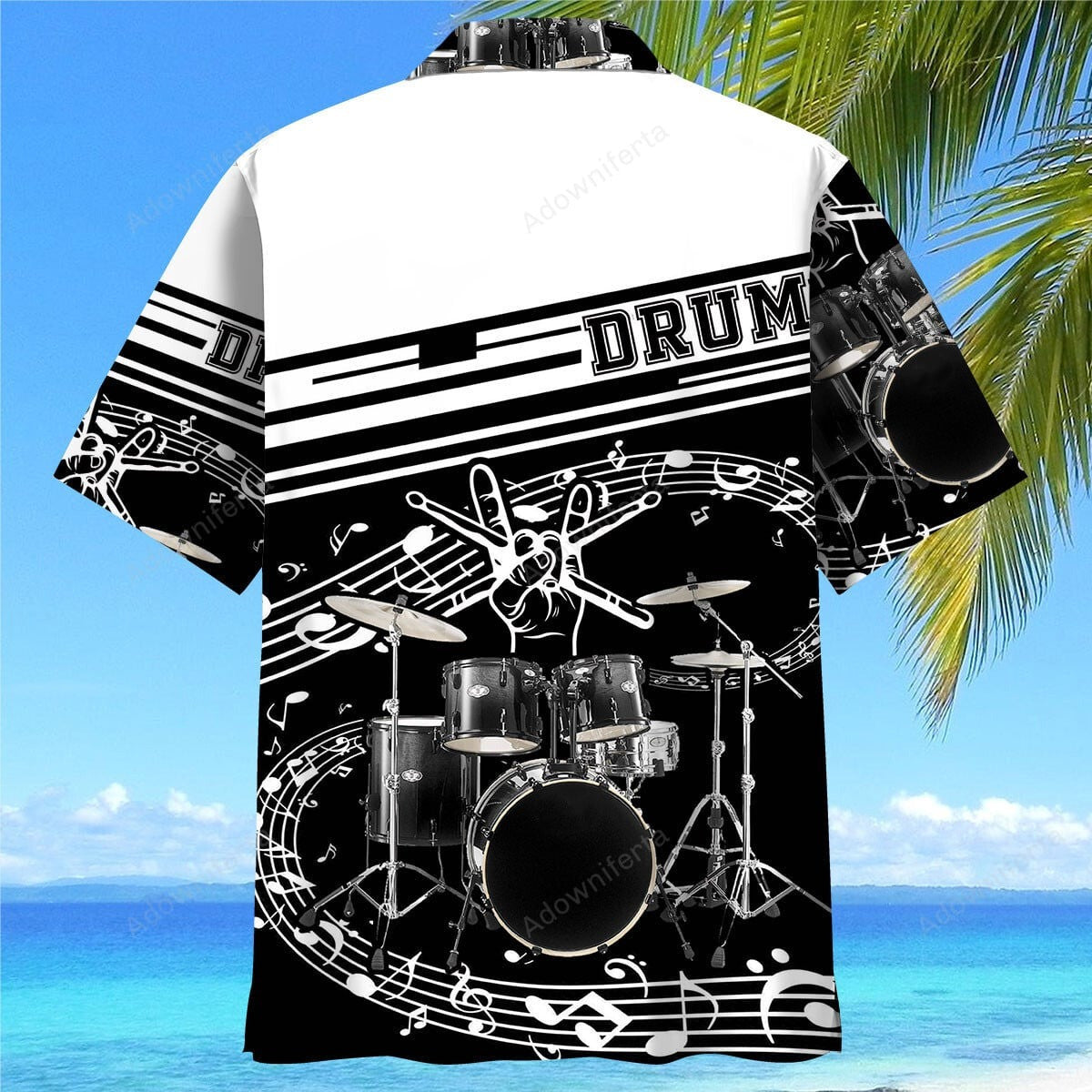 Drum Black & White Hawaiian Shirt Drummer Gifts For Music Lovers