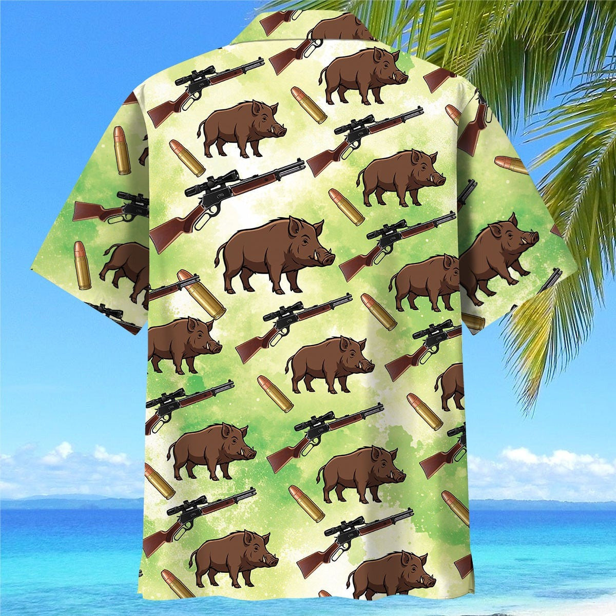 Hog Hunting Green Hawaiian Shirt Hunting Season Shirt Father's Day Gift