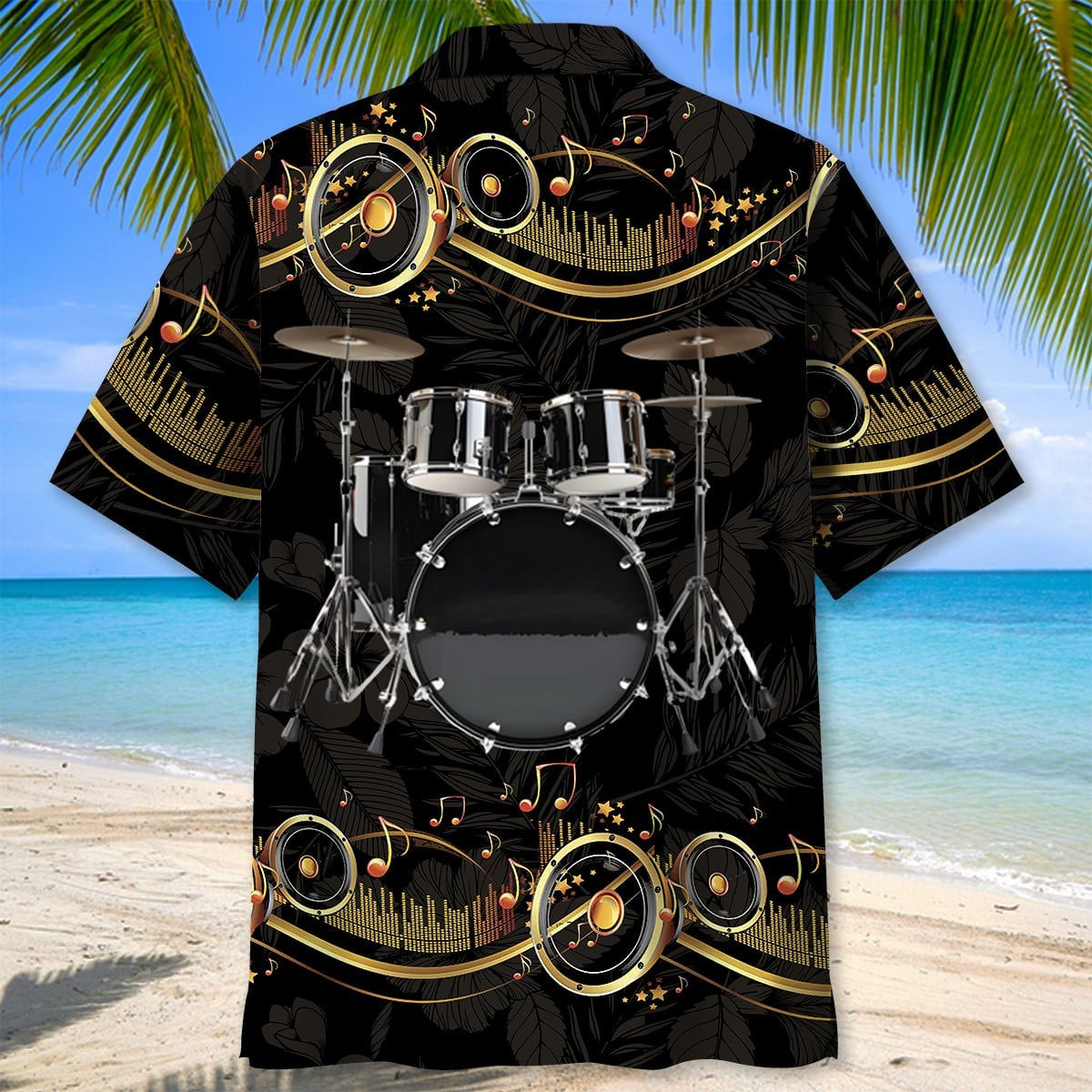 Vintage Black Drum Hawaiian Shirt Men's Drummer Gifts For Band Members