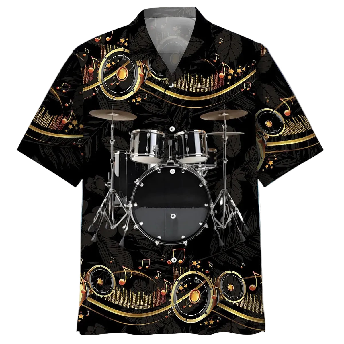 Vintage Black Drum Hawaiian Shirt Men's Drummer Gifts For Band Members