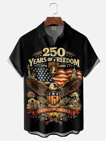 Men's 250 Years of Freedom Patriotic Hawaiian Shirt 1776 2026 Merch Father’s Day Gifts