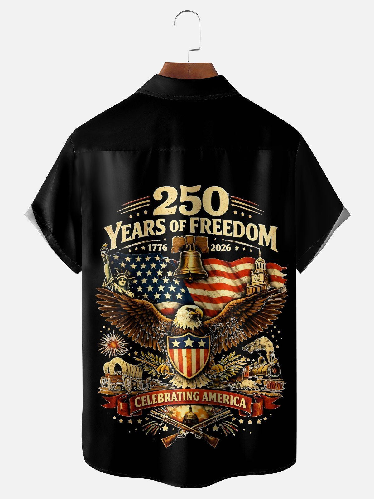 Men's 250 Years of Freedom Patriotic Hawaiian Shirt 1776 2026 Merch Father’s Day Gifts