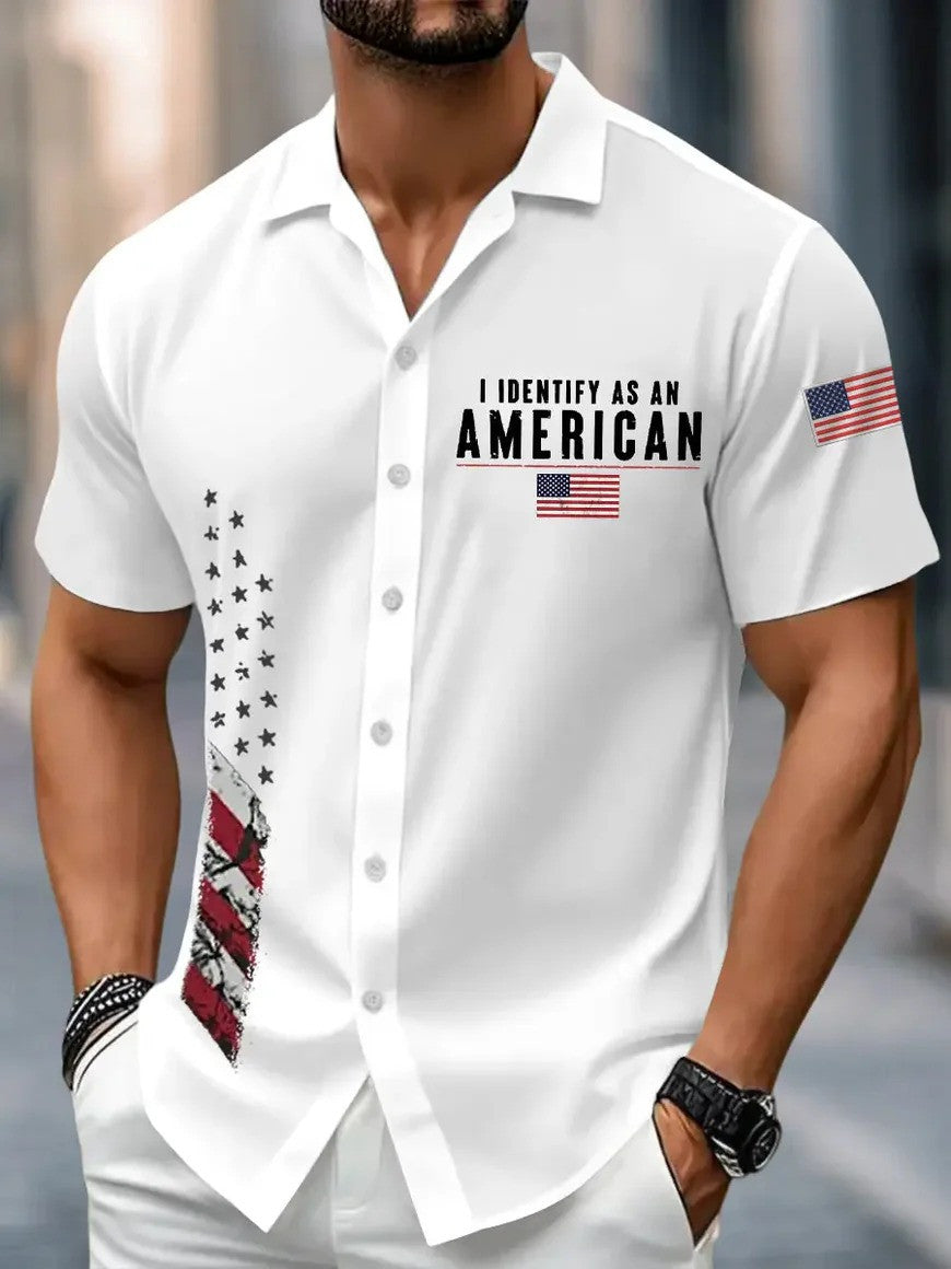 I Identify As An American Hawaii Shirt USA Flag Clothing Patriotic Independence Day Shirt