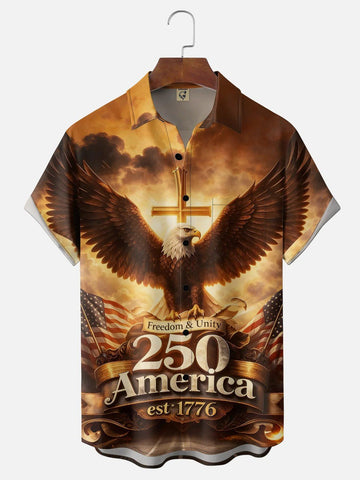 Men's America Est 1776 Hawaiian Shirt Freedom & Unity 250th Anniversary Presents For Brother