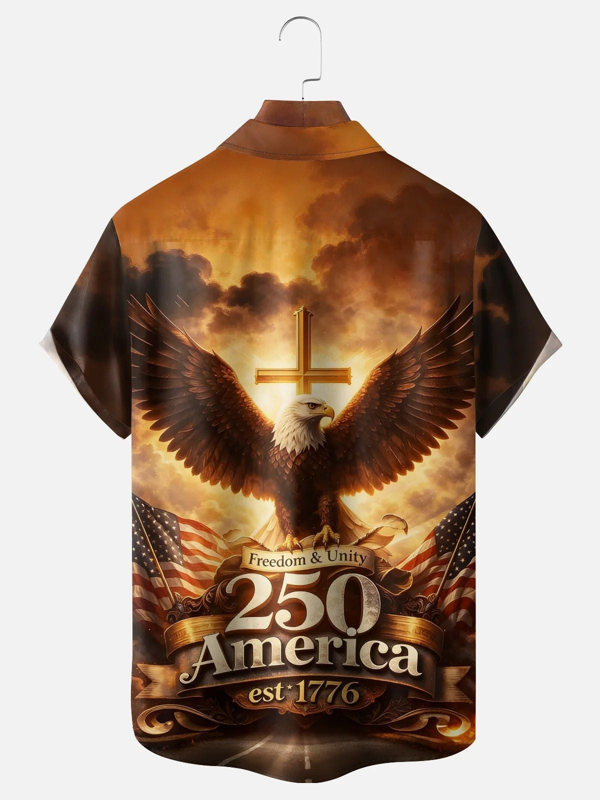 Men's America Est 1776 Hawaiian Shirt Freedom & Unity 250th Anniversary Presents For Brother
