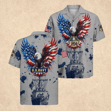 America's Navy Eagle Patriotic Hawaiian Shirt US Navy Apparel Father's Day Gift