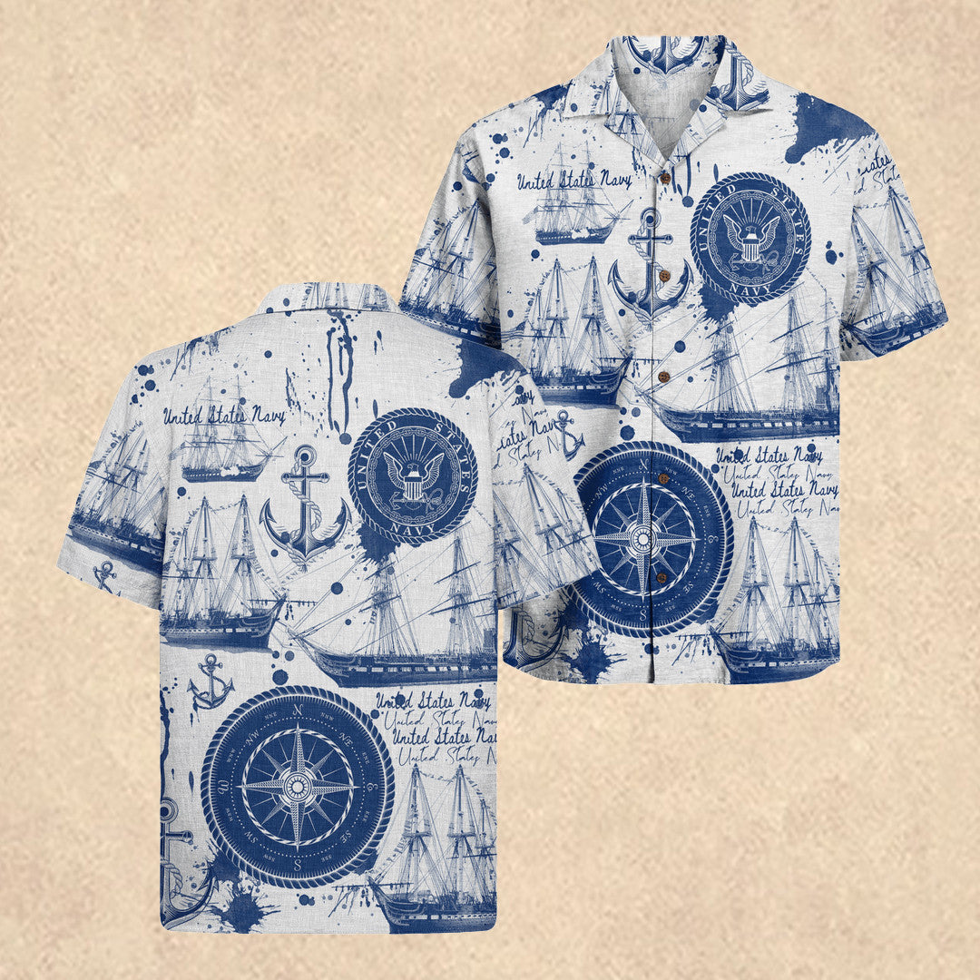 United States Navy Hawaiian Shirt Independence Day Merch Father's Day Gift Ideas