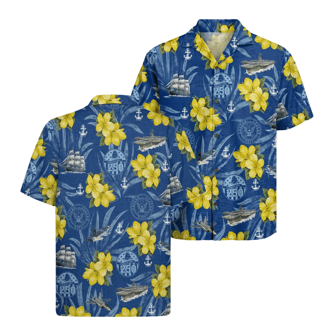 Men's US Navy Hawaiian Shirt Independence Day Merch Patriotic Gift for Grandpa