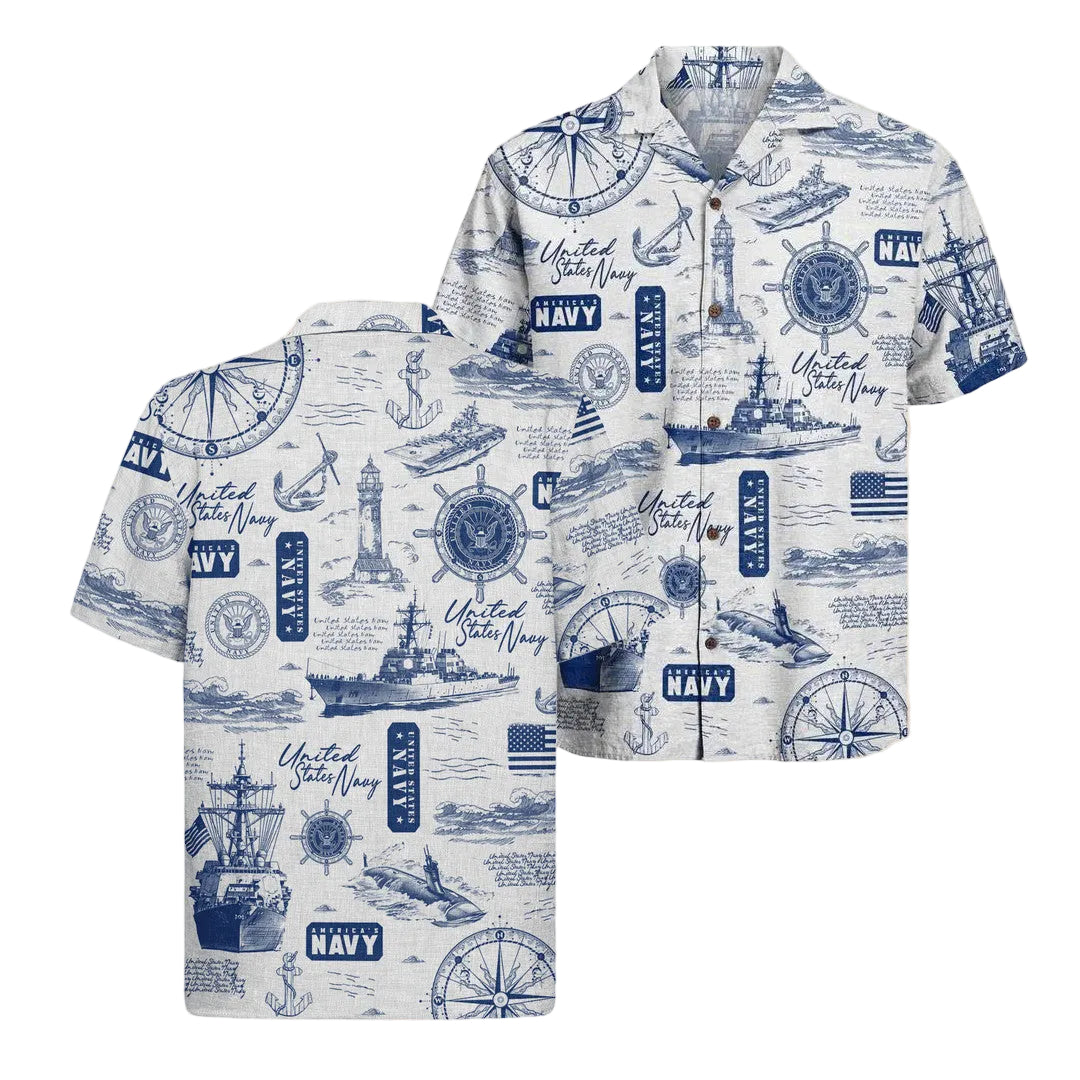 US Navy 250th Anniversary Hawaiian Shirt Father's Day Gift for US Navy Veterans