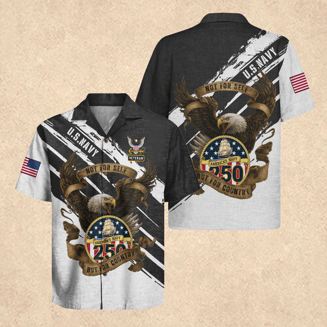US Navy 250 Years Eagle Patriotic Hawaiian Shirt Father's Day Present For Grandpa