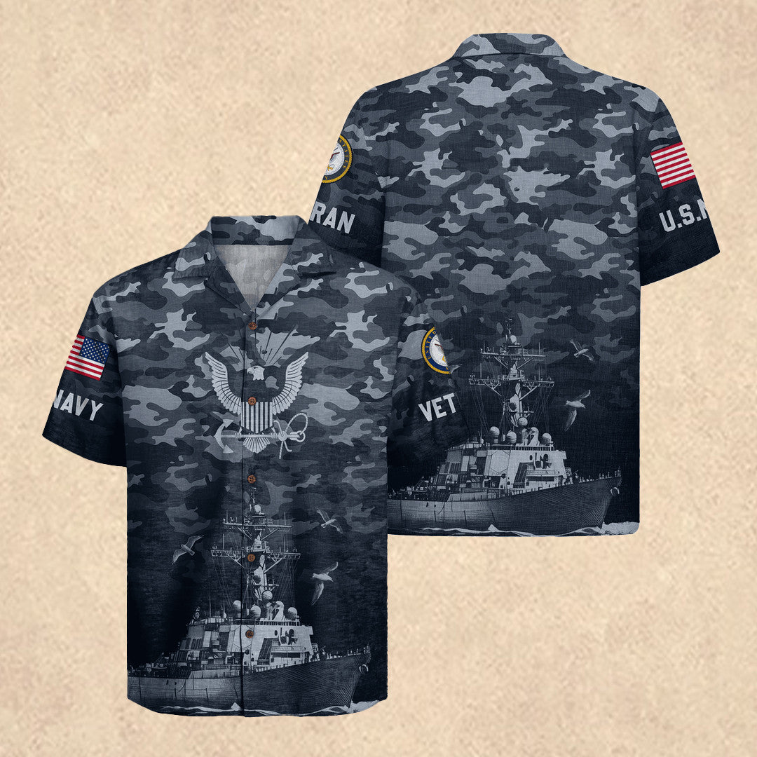 US Navy 250th Anniversary Hawaiian Shirt Father's Day Present For US Navy Husband