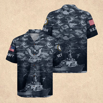 US Navy 250th Anniversary Hawaiian Shirt Father's Day Present For US Navy Husband