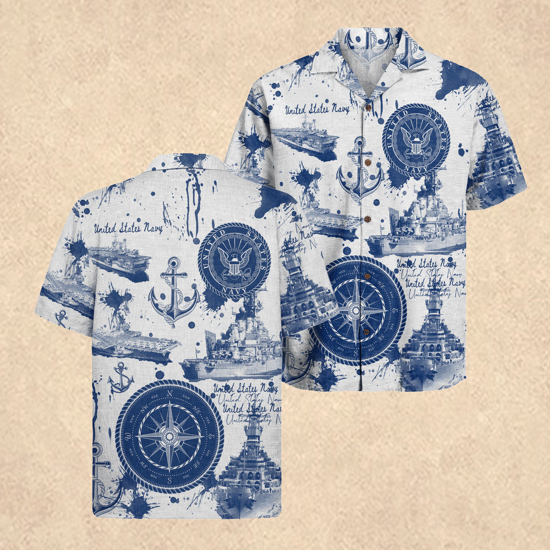 US Navy 250th Anniversary Hawaiian Shirt Fourth Of July Gear Father's Day Present