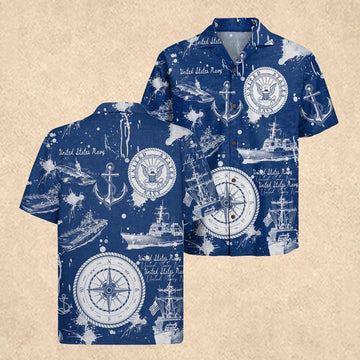 US Navy 250th Years Of Service Hawaiian Shirt Father's Day Gift for US Navy Veterans
