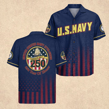 US Navy Hawaiian Shirt 250th Anniversary Clothing Tribute Gift for Father In Law