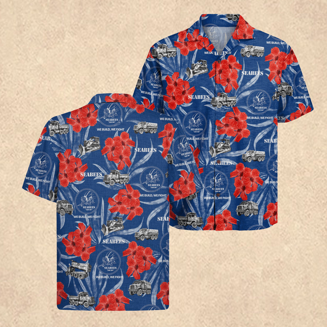 US Navy Seabees 4th of July Hawaiian Shirt Seabees Can Do Shirt Patriotic Gift Mens