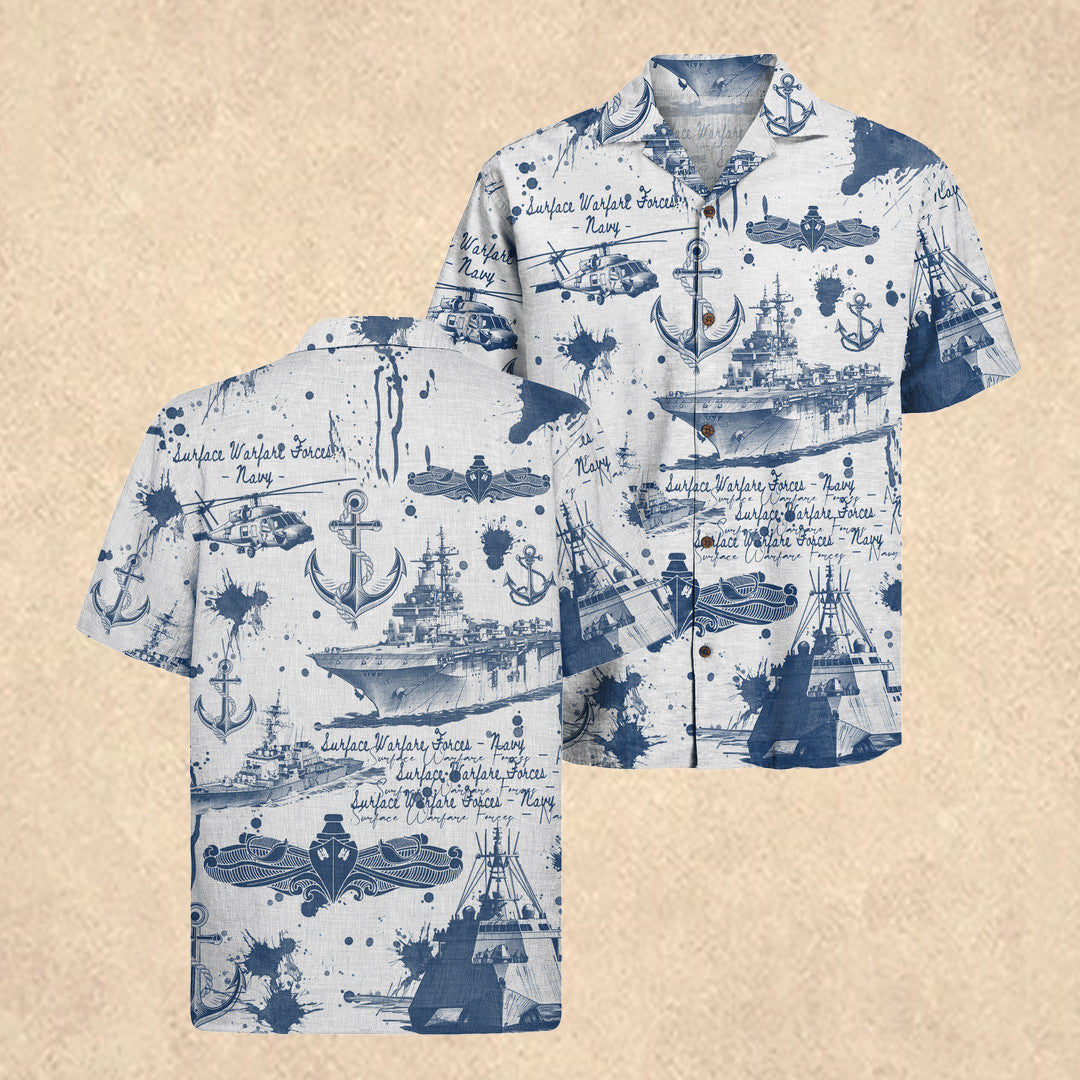 US Navy Surface Warfare Forces 250th Hawaiian Shirt Father's Day Gift for Son In Law