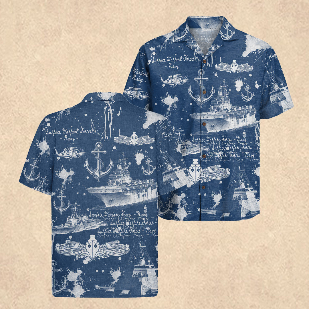 US Navy Surface Warfare Forces 250th Hawaiian Shirt Memorial Day Gift for Veterans