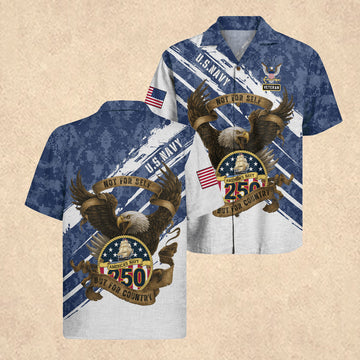 US Navy Veteran Hawaiian Shirt Fourth of July Gear Gift for Father's Day