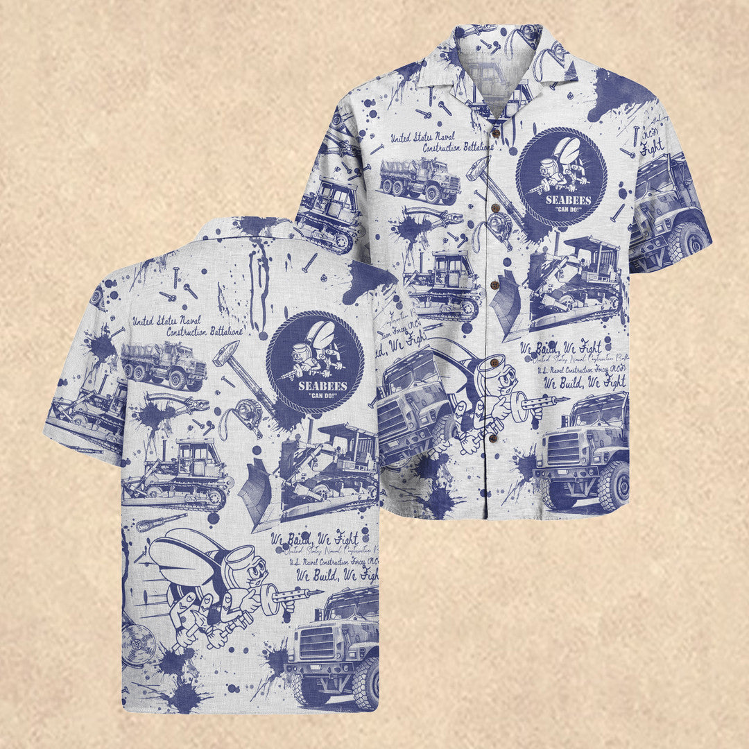 US Navy Seabees 250th Years Of Service Hawaiian Shirt Independence Day Gift for Grandpa