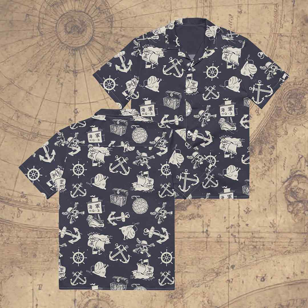 One Piece Sea Pattern Hawaii Shirt King Of Pirates Clothes One Piece Fans Gift