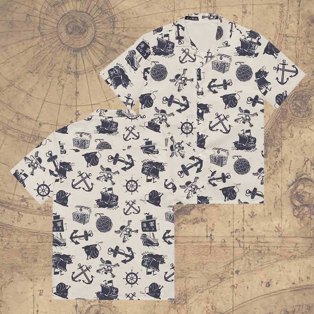 One Piece Sea Pattern Hawaii Shirt Anime Lovers Clothes gift For Boyfriend