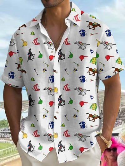 Kentucky Derby 2026 Hawaiian Shirt Colorful Horse Painting Apparel Gift For Derby Lover