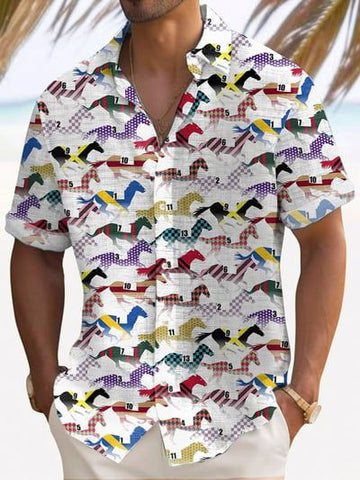 Kentucky Derby 2026 Hawaiian Shirt Colorful Horse Painting Apparel Racing Fan Gift