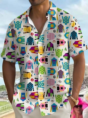 Kentucky Derby 2026 Hawaiian Shirt Colorful Horse Painting Apparel Derby Gift Idea