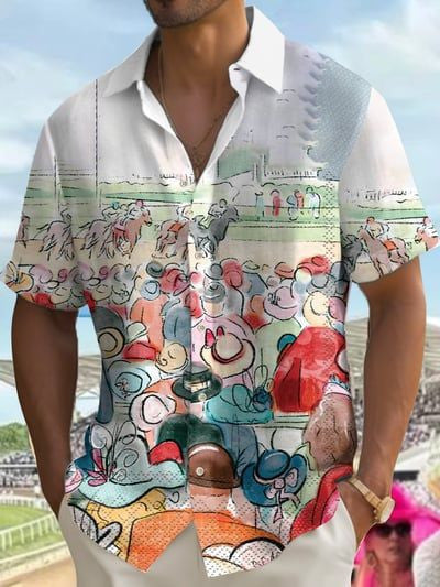 Kentucky Derby 2026 Hawaiian Shirt Colorful Horse Painting Apparel Best Presents For Dad