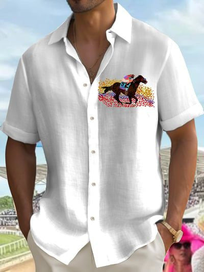 Kentucky Derby 2026 Hawaiian Shirt Colorful Horse Painting Clothes Father's Day Ideas