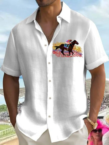 Kentucky Derby 2026 Hawaiian Shirt Colorful Horse Painting Clothes Father's Day Ideas