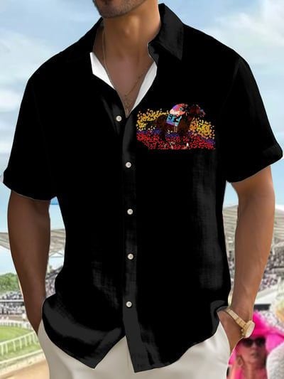 Kentucky Derby 2026 Hawaiian Shirt Colorful Horse Painting Clothes Father's Day Ideas