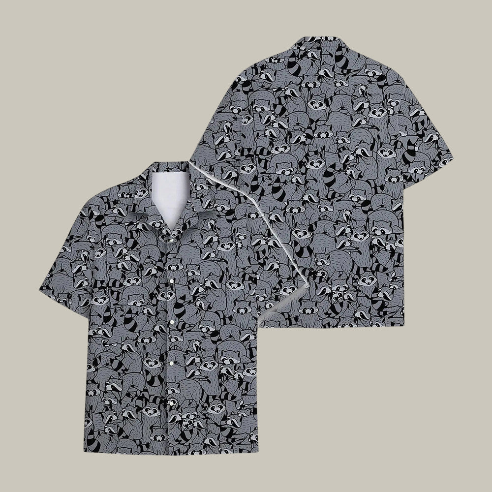 Funny Raccoon Hawaiian Shirt Tropical Button Down, Summer Beach Shirt Unique Gift For Dad
