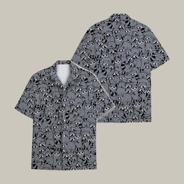 Funny Raccoon Hawaiian Shirt Tropical Button Down, Summer Beach Shirt Unique Gift For Dad