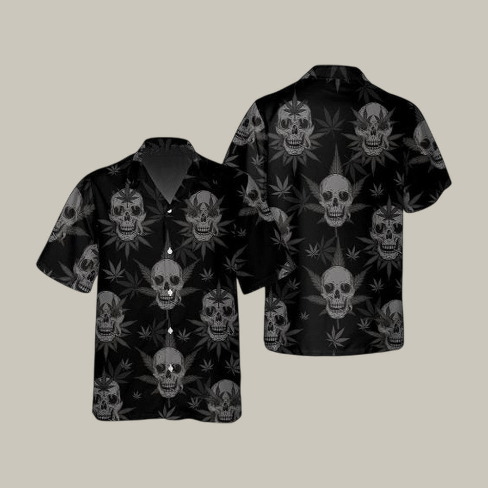Goth Skull Weed Skull Hawaiian Shirt Haunted Skeleton Graphic Tee Unique Gift For Him