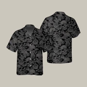 Skull Butterfly Roses Seamless Pattern Skull Hawaiian Shirt Vintage Aloha Shirt Cool Gift For Dad