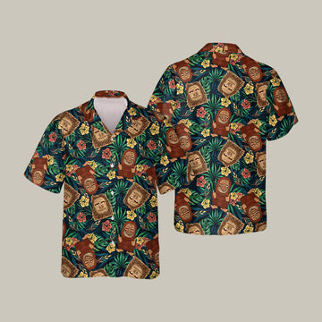 Sasquatch Tiki Bigfoot Hawaiian Shirt Vintage Aloha Shirt Present Idea For Husband