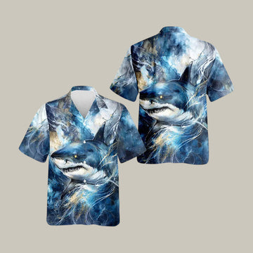 Blue Shark Hawaiian Shirt Ocean Shark Aloha Shirt Unique Present For Husband