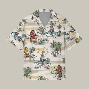 Skeleton Shark Hawaiian Shirt Tropical Skeleton Cocktail Shirt Unique Gift For Dad Birthday