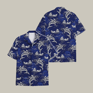 Shark Retro Surfing Hawaiian Shirt Blue Ocean Tropical Shirt Unique Gift For Boyfriend