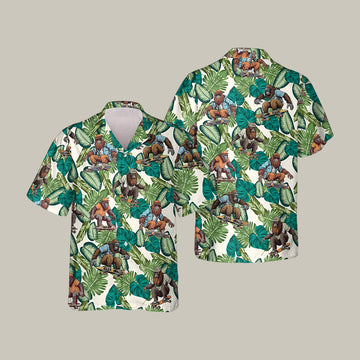 Tropical Skater Bigfoot Hawaiian Shirt Tropical Bigfoot Graphic Tee Unique Gift For Father's Day