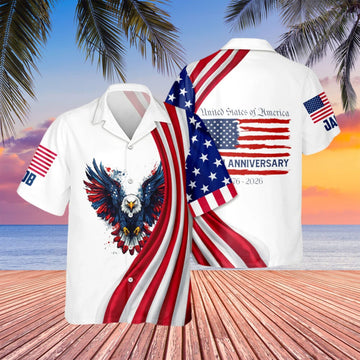 Eagle USA 250th Anniversary Hawaiian Shirt Patriotic Themed Gifts