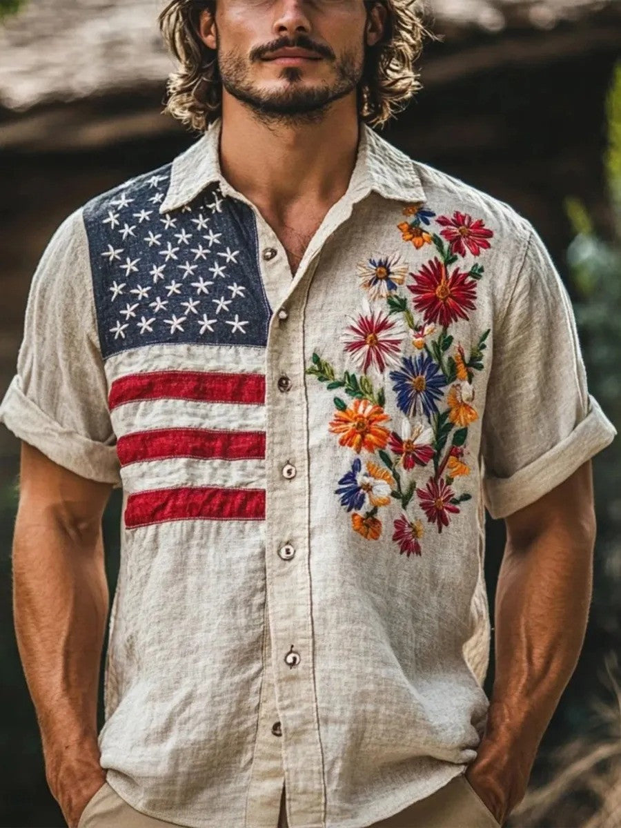 USA 250Th Anniversary Hawaiian Shirt USA Plants Flowers Apparel Patriotic Themed Gifts