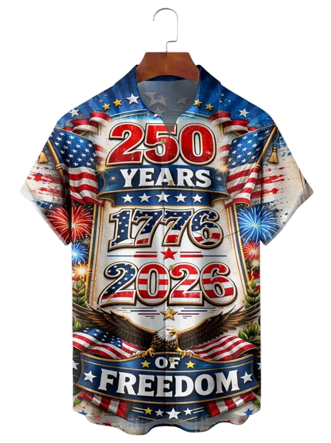250 Years Of Freedom Button Shirt Semiquincentennial 1776 2026 Clothing Gift For Men