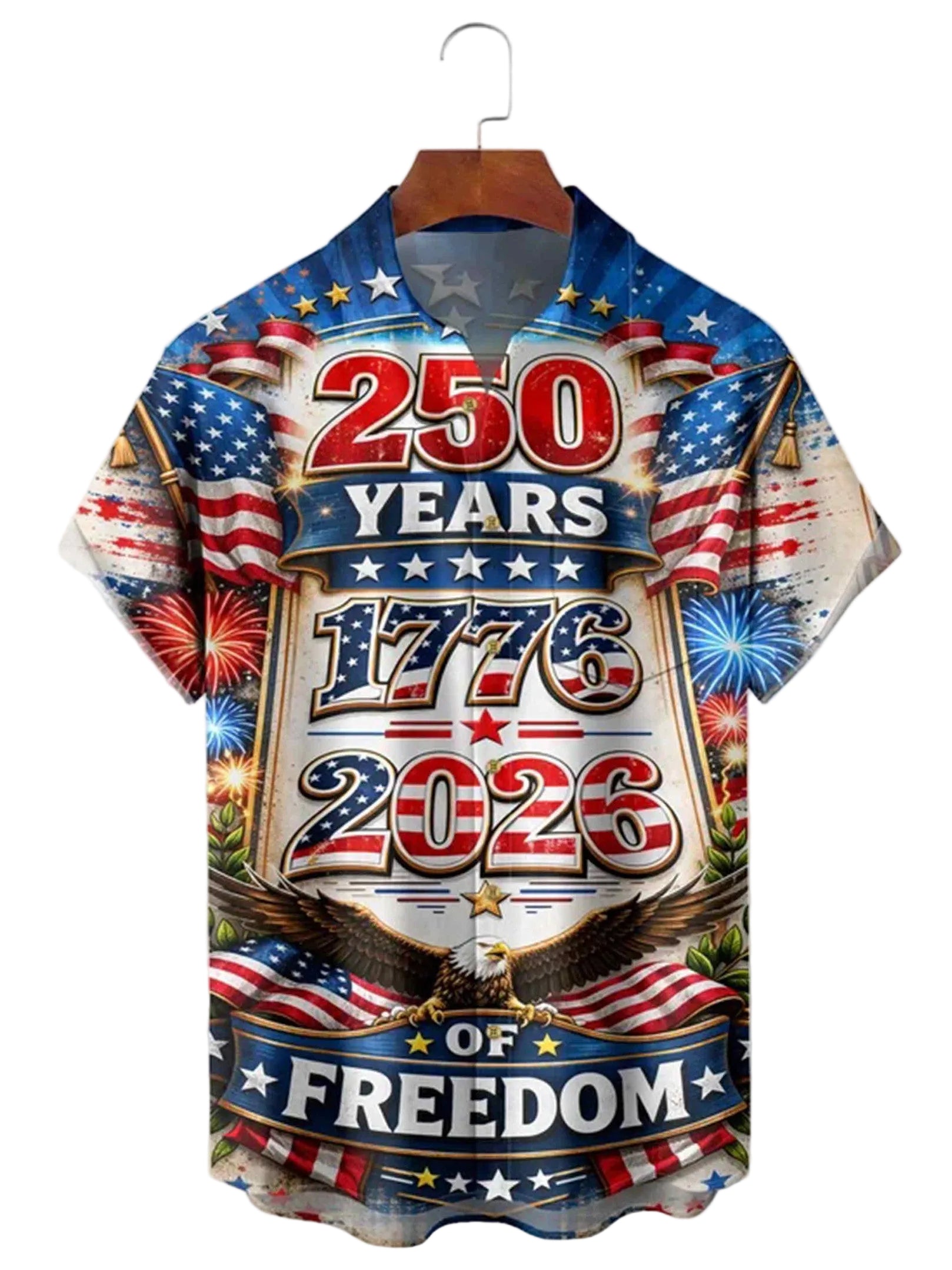 250 Years Of Freedom Button Shirt Semiquincentennial 1776 2026 Clothing Gift For Men