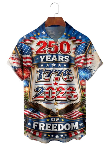 250 Years Of Freedom Button Shirt Semiquincentennial 1776 2026 Clothing Gift For Men