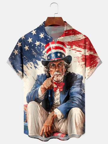 Holiday USA Flag Stripes I Want You Button Shirt Semiquincentennial Apparel Gift For Dad